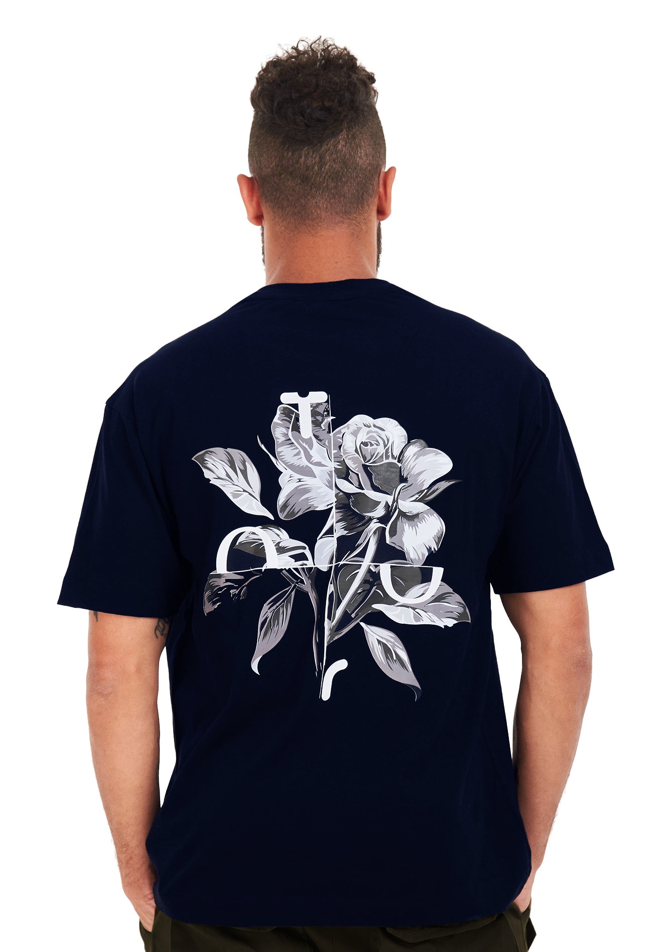 Flower tee  Oversized printed D-Blue T-shirt .